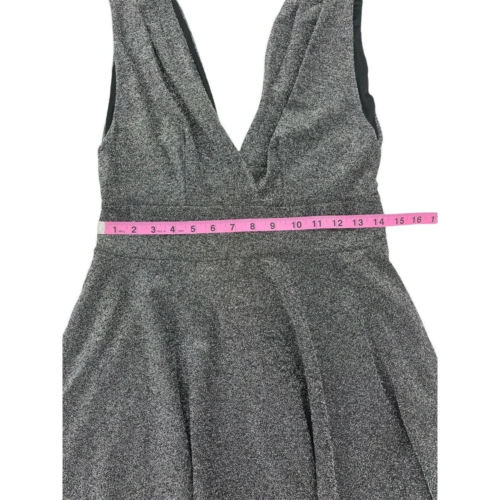 Fraiche By J In Silver Deep V-neck Fit & Flare Minidress Size Large - Picture 7 of 8